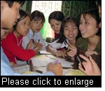 Changing the working approach of forestry teachers and students is the most positive impact the SFSP has achieved. Here, a group of forestry students during a teacher training on class room observation in the Social Forestry Training Center of the Vietnam University of Forestry in Xuan Mai, Ha Tay province. (Photo: Helvetas, 2001)