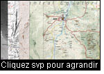 Carte numérisée de la région de Juba, avec cinq des vingt « strates de données » utilisées pour la réaliser. De gauche à droite : élévation, terrain, vecteur, image satellite, établissements humains et infrastructures. Copyright: CDE, 2009